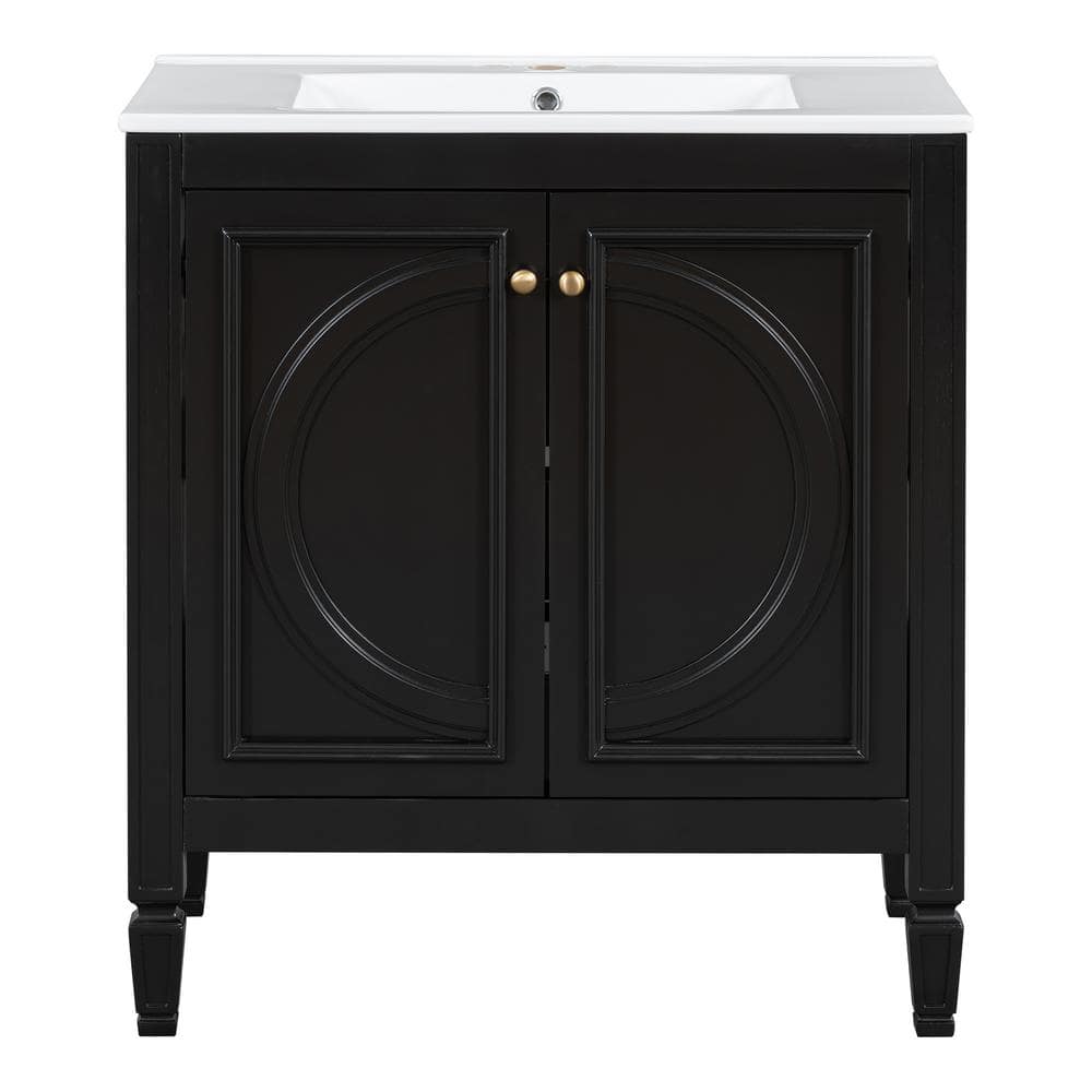 30 in. Black Freestanding Bath Vanity Cabinet with White Ceramic Top Single Sink price history on PriceWatchPro