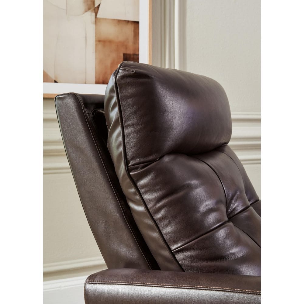Chocolate Brown Leather Power Recliner with USB Ports