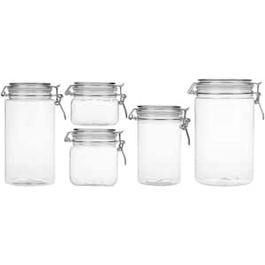5-Piece Airtight Glass Kitchen Canisters Set