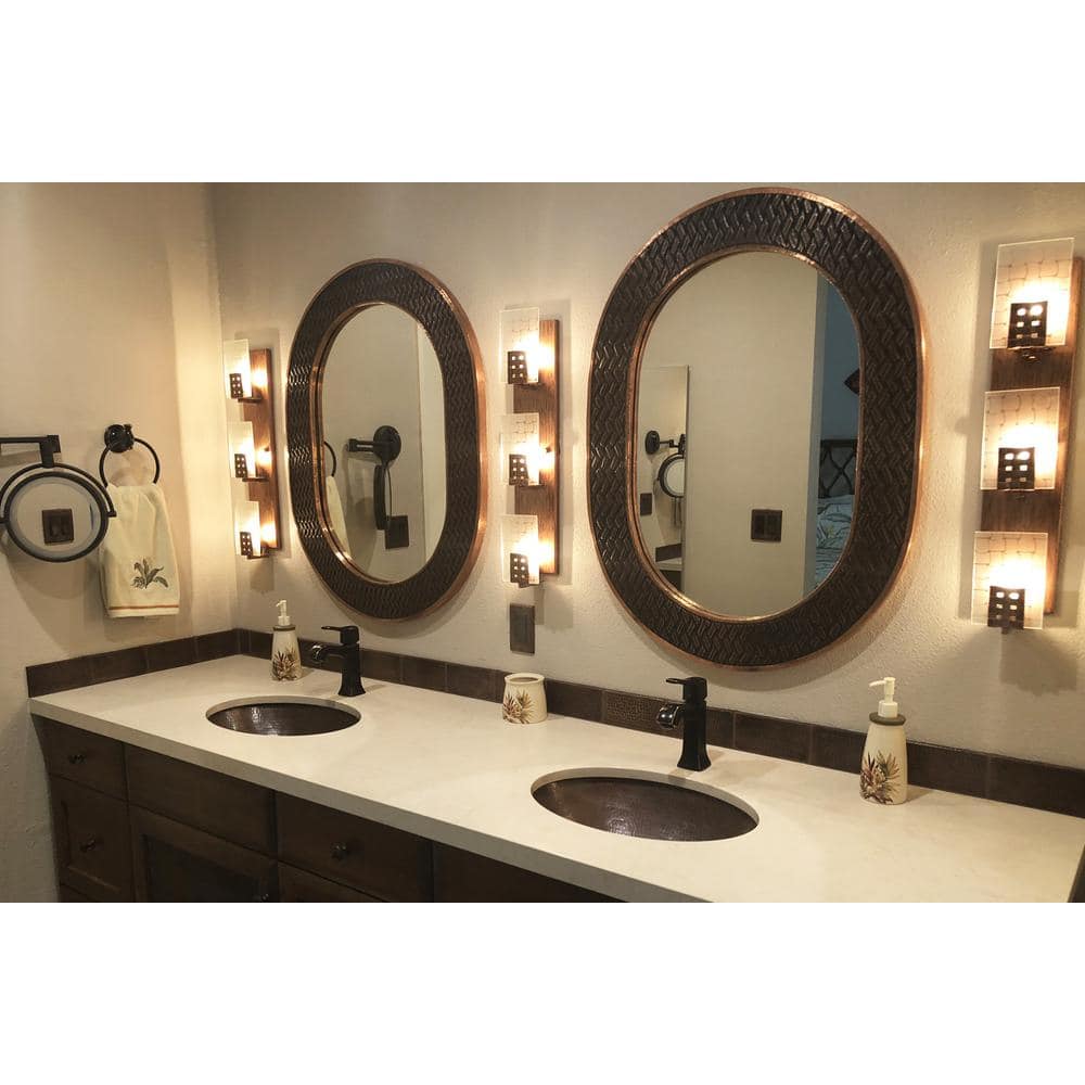 19" Oval Oil Rubbed Bronze Hammered Copper Bathroom Sink