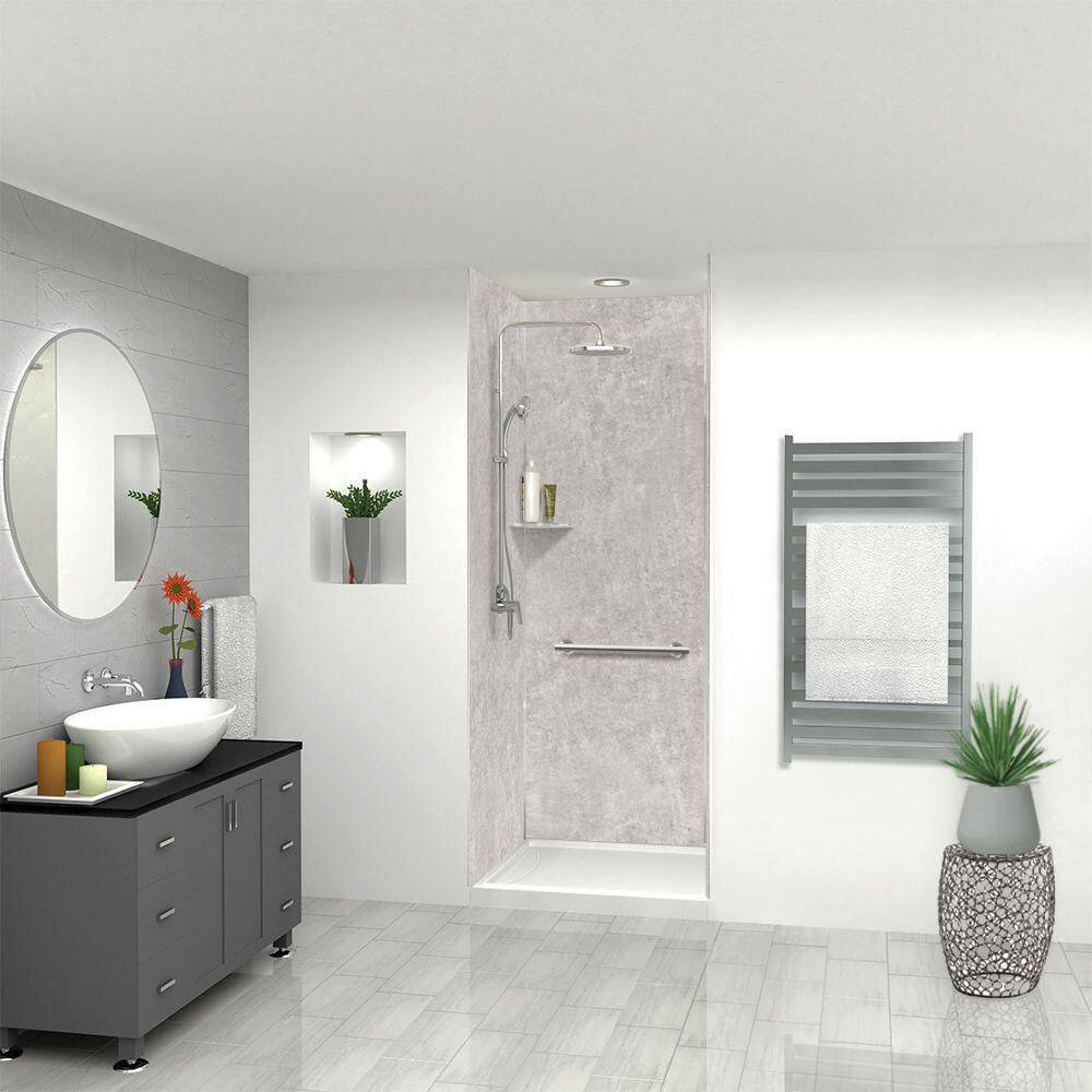 Titan Caesar Gray Textured Concrete Shower Wall Kit, 36" x 36" x 96"