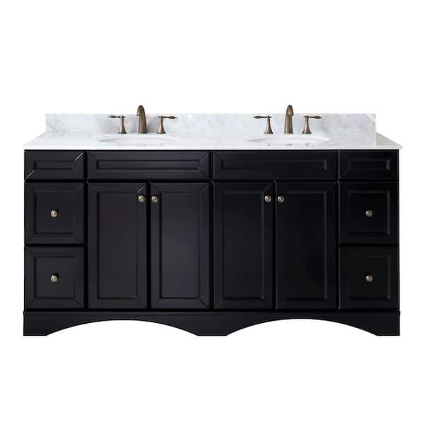 Virtu USA Talisa 72 in. W Bath Vanity in Espresso with Marble Vanity Top in White with Round Basin