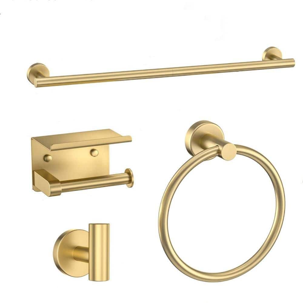 23.6 in. Stainless Steel Wall-Mounted Towel Bar in Gold, Toilet Paper Holder with Shelf, Bathroom Hardware Accessories price history on PriceWatchPro