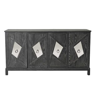 59.84 in. W x 15.75 in. D x 31.89 in. H Gray Linen Cabinet with 4-Doors and 1 Shelf for Bathroom