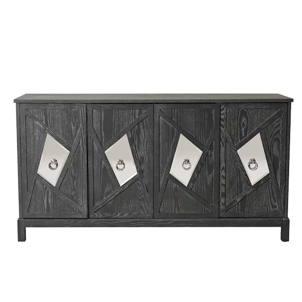 Unbranded 59.84 in. W x 15.75 in. D x 31.89 in. H Gray Linen Cabinet with 4-Doors and 1 Shelf for Bathroom