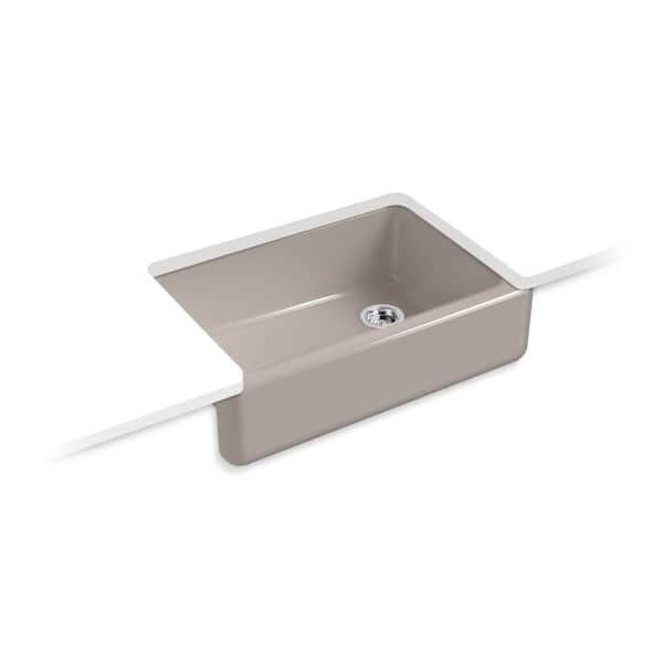 KOHLER Whitehaven 32.75 in. Undermount Cast Iron Single-Bowl Farmhouse Kitchen Sink