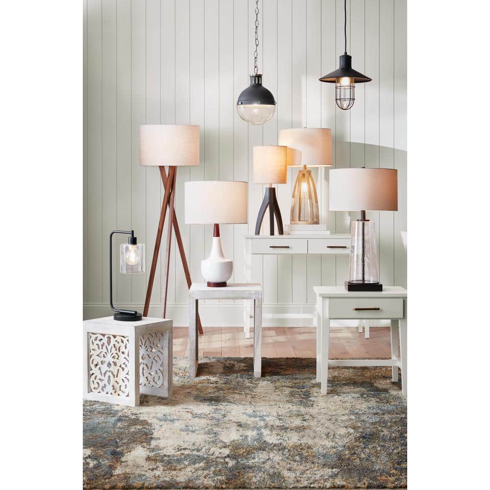 Kids' Voice-Controlled Tripod Lamp with Black Linen Shade