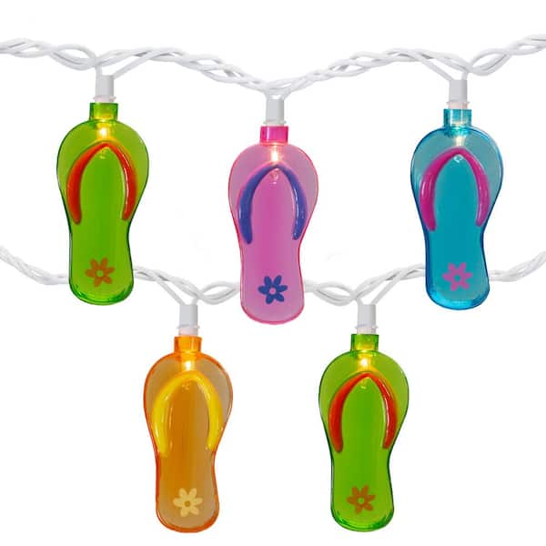 7.25 ft. 10-Light Clear Summer Flip Flop Novelty Incandescent Mini String Lights with White Wire Bulbs