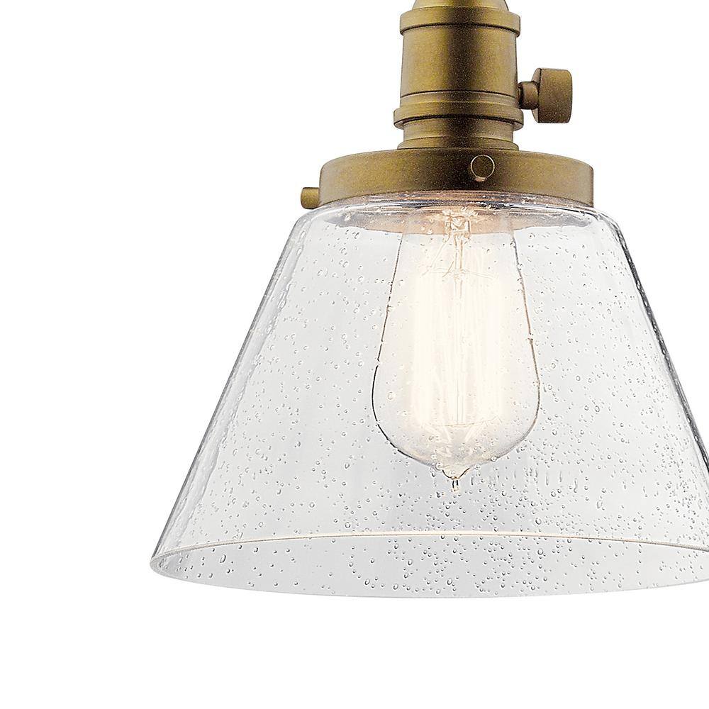 Avery Mini 8'' Brass Vintage Cone Pendant with Clear Glass