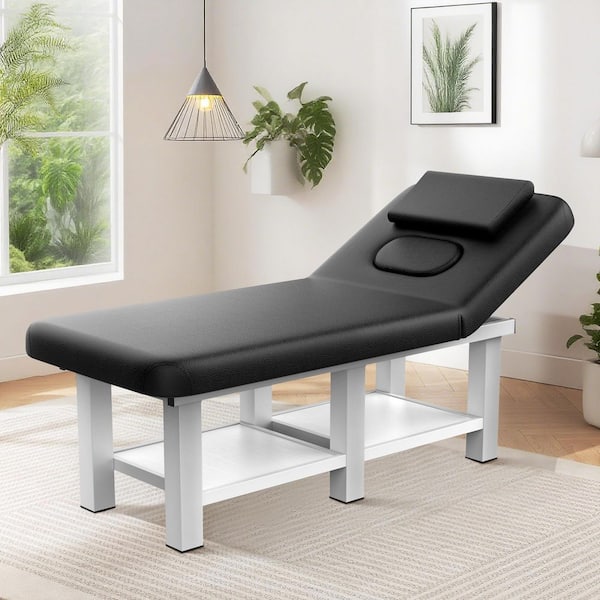 31.5 in. Black Professional Massage Table Bed Heavy Duty 800 lbs. Capacity Adjustable Face Hole PU Leather