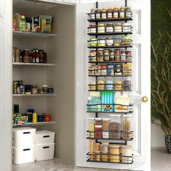 9-Tier 15.3 in. W x 4.9 in. D x 74.8 in. H Over The Door Metal Spice Rack Shelves for Kitchen, Home and Bathroom, White