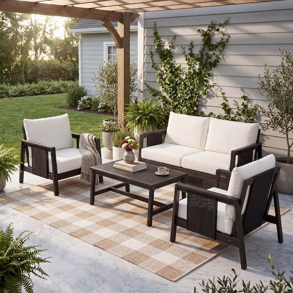 4-Piece Outdoor Leisure Set (Sofa Set) with Waterproof Cushions