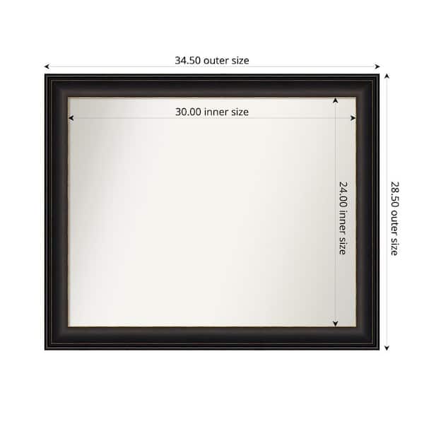 Amanti Art Trio Oil Rubbed Bronze 34.5 in. x 28.5 in. Custom Non-Beveled Recycled Polystyrene Framed Bathroom Vanity Wall Mirror