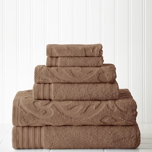 6-Piece Taupe/Black Luxury Quick Dry 100% Cotton Bath Towel Set 250932DDB -  The Home Depot