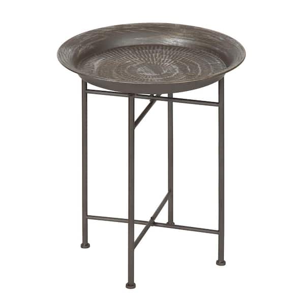 Kate and Laurel Mahdavi 16.53 in. Dark Silver Round Metal End Table