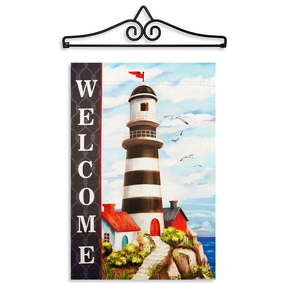1 ft. x 1.5 ft. Polyester Welcome Lighthouse Beach 2-Sided Garden Flag with 1.2 ft. Black Iron Hanger price history on PriceWatchPro