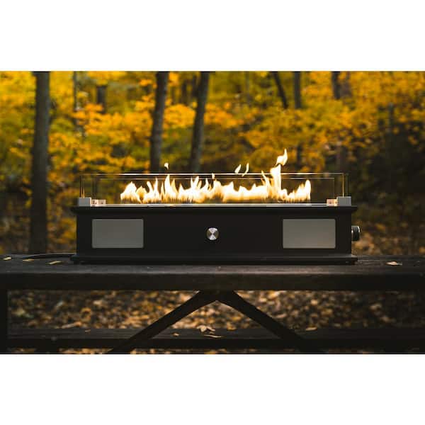 UKIAH Loom X 28 in. W x 5.75 in. H Outdoor Rectangular Black LP Gas Tabletop  Fire Pit TK-1015-LX - The Home Depot