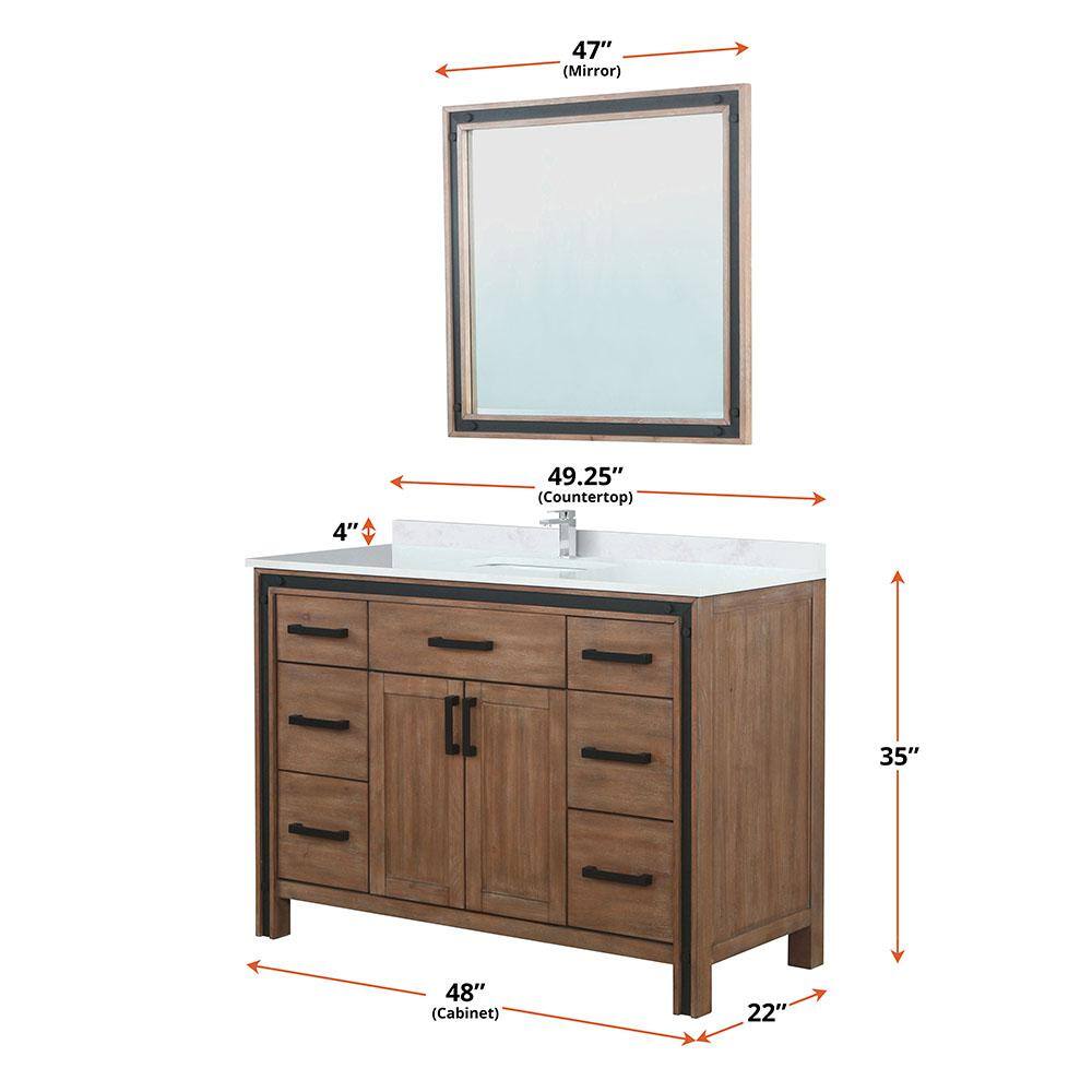 Ziva 48" Rustic Barnwood Single Bathroom Vanity