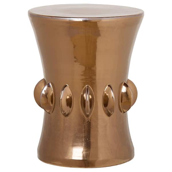 Emissary Jewel 22.5 in. H Gold Round Ceramic Garden Stool