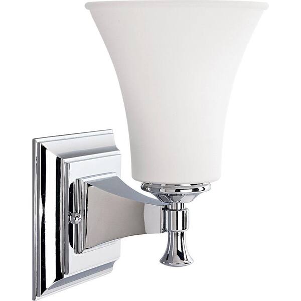 Progress Lighting Fairfield Collection 1-Light Chrome Bath Sconce with Opal Etched Glass Shade