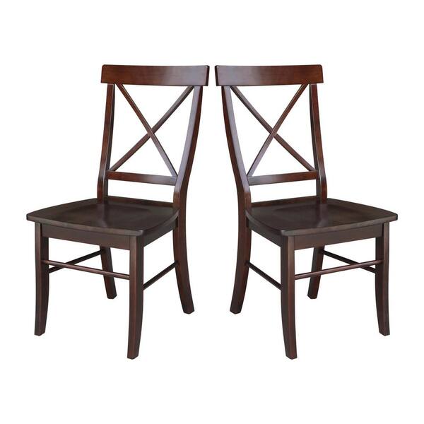 International Concepts Rich Mocha Wood X Back Dining Chair Set of