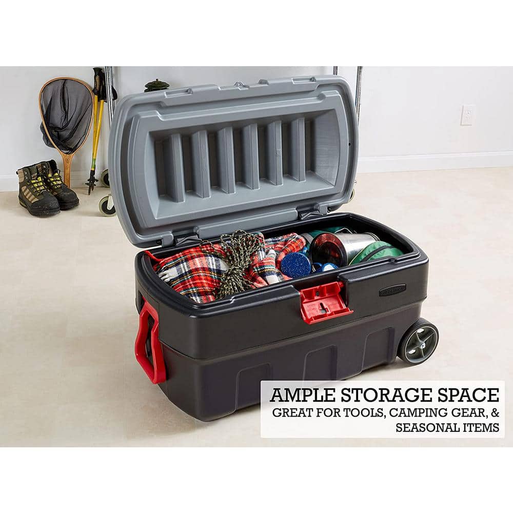 Black and Gray 35 Gallon Wheeled Storage Tote with Lid