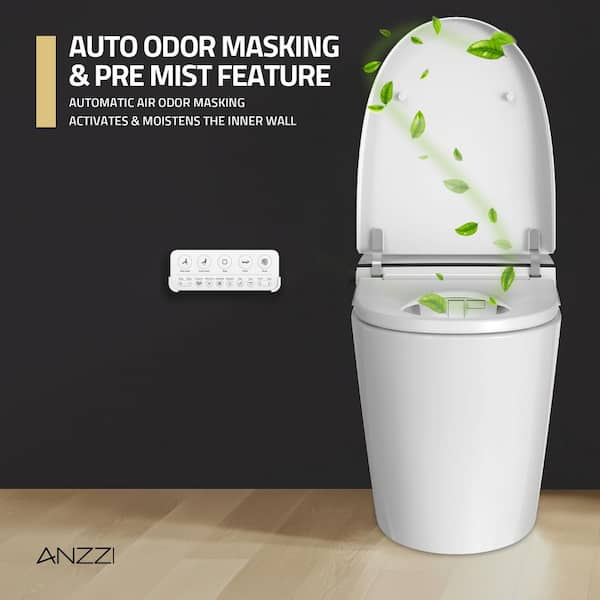 ANZZI ENVO Juno Elongated 1.28GPF Smart Bidet Toilet in White w