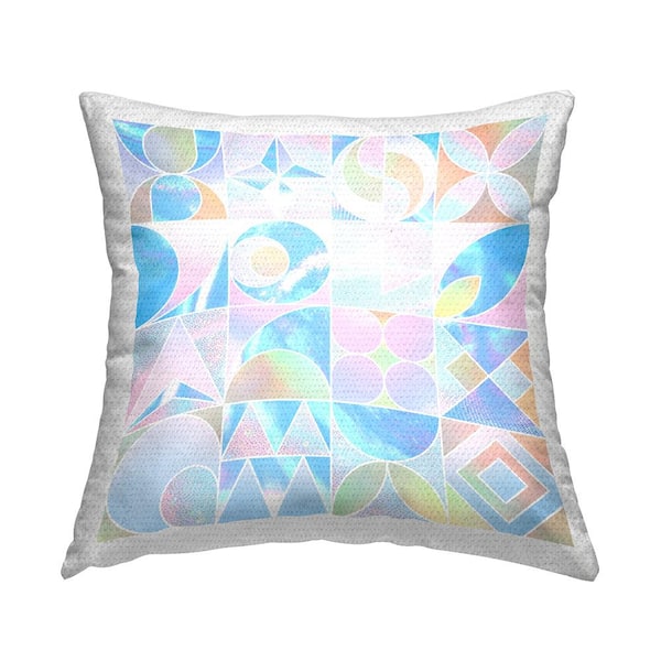 Stupell Industries Pastel Geometric Abstract Shapes Multi-Color Square Outdoor Throw Pillow