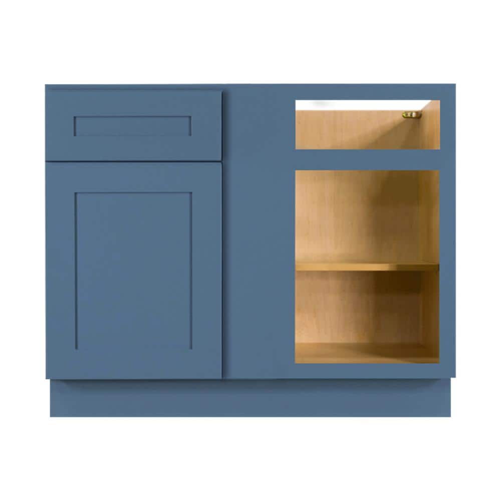 Lancaster Blue Plywood Shaker Stock Assembled Blind Corner Kitchen Cabinet (42 in. W x 34.5 in. H x 24 in. D) price history on PriceWatchPro
