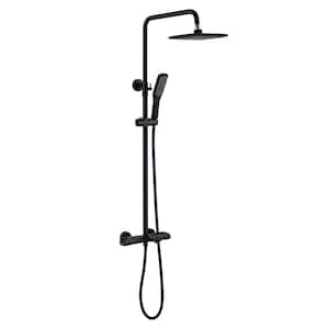 Modern Wall Bar Shower Kit 1-Spray 10.04 in. Rain Shower Head with Hand Shower in Matte Black