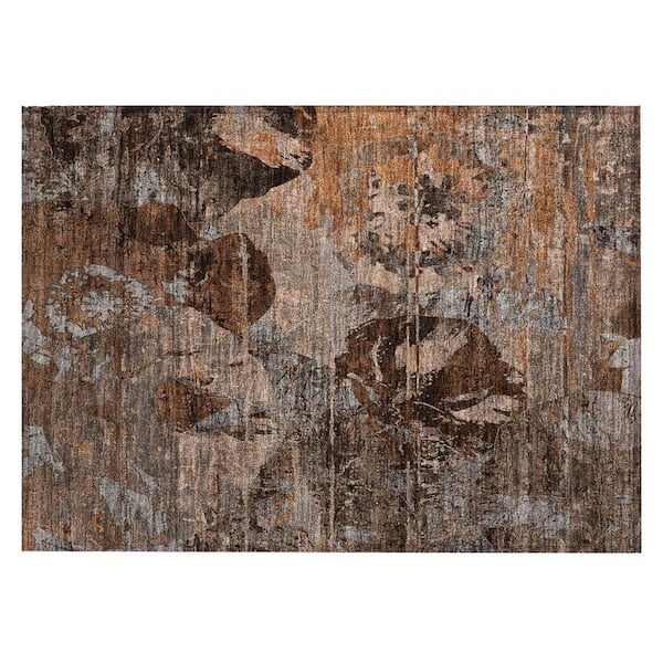 Brown Terracotta and Gray 2 ft. x 3 ft. Woven Floral Rectangle Indoor/Outdoor Area Rug