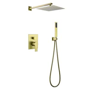 Shower System with 10 in Rain Shower Head and Handheld Wall Mounted in Gold