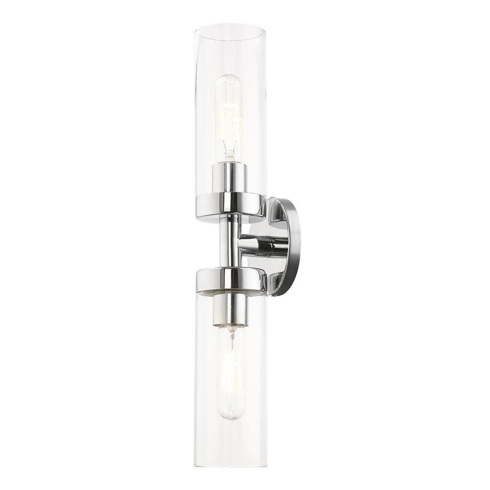 Ludlow Polished Chrome 2-Light Vanity with Clear Glass Shades