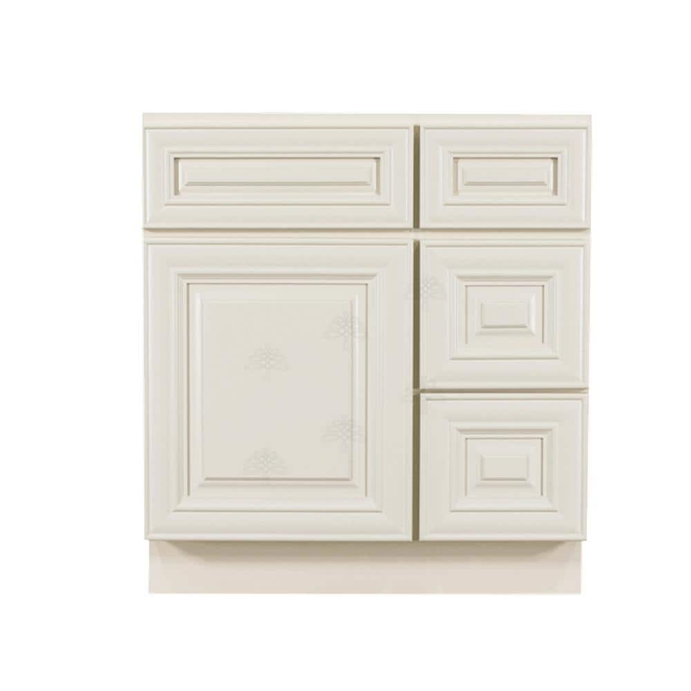 Princeton Assembled 30 in. x 21 in. x 33 in. Bath Vanity Sink Base Cabinet with 1 door 2 Right Drawers in Off-White price history on PriceWatchPro
