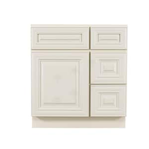 Princeton Assembled 30 in. x 21 in. x 33 in. Bath Vanity Sink Base Cabinet with 1 door 2 Right Drawers in Off-White
