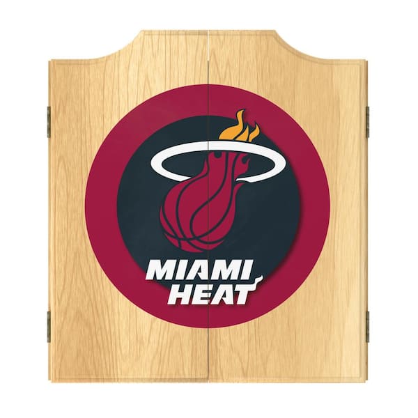 Unbranded Miami Heat Logo 20.5 in. Dart Board with Cabinet, Darts and Scoreboards