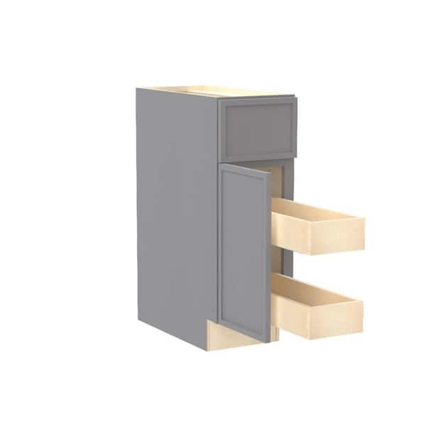 Home Decorators Collection Franklin 12 in. W x 24 in. D x 34.5 in. H Assembled Plywood Base Kitchen Cabinet in Veiled Gray with 2-Rot Soft Close LH