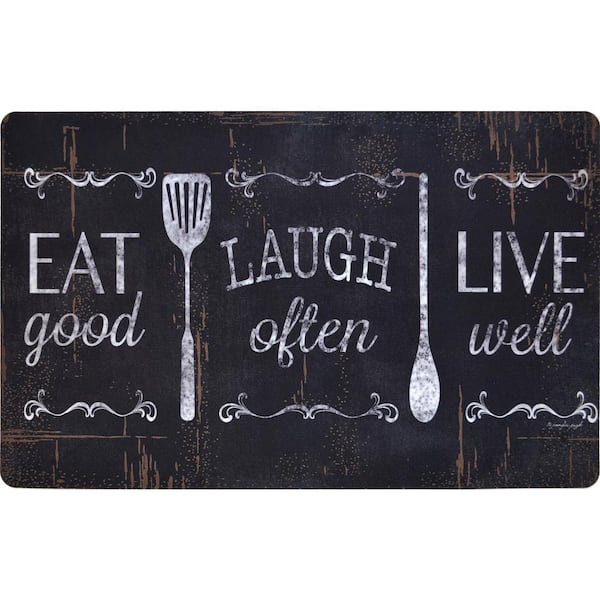 J&V Textiles Chalkboard Chefs Designer Chef Oil & Stain Resistant Anti-Fatigue Kitchen Floor Mat