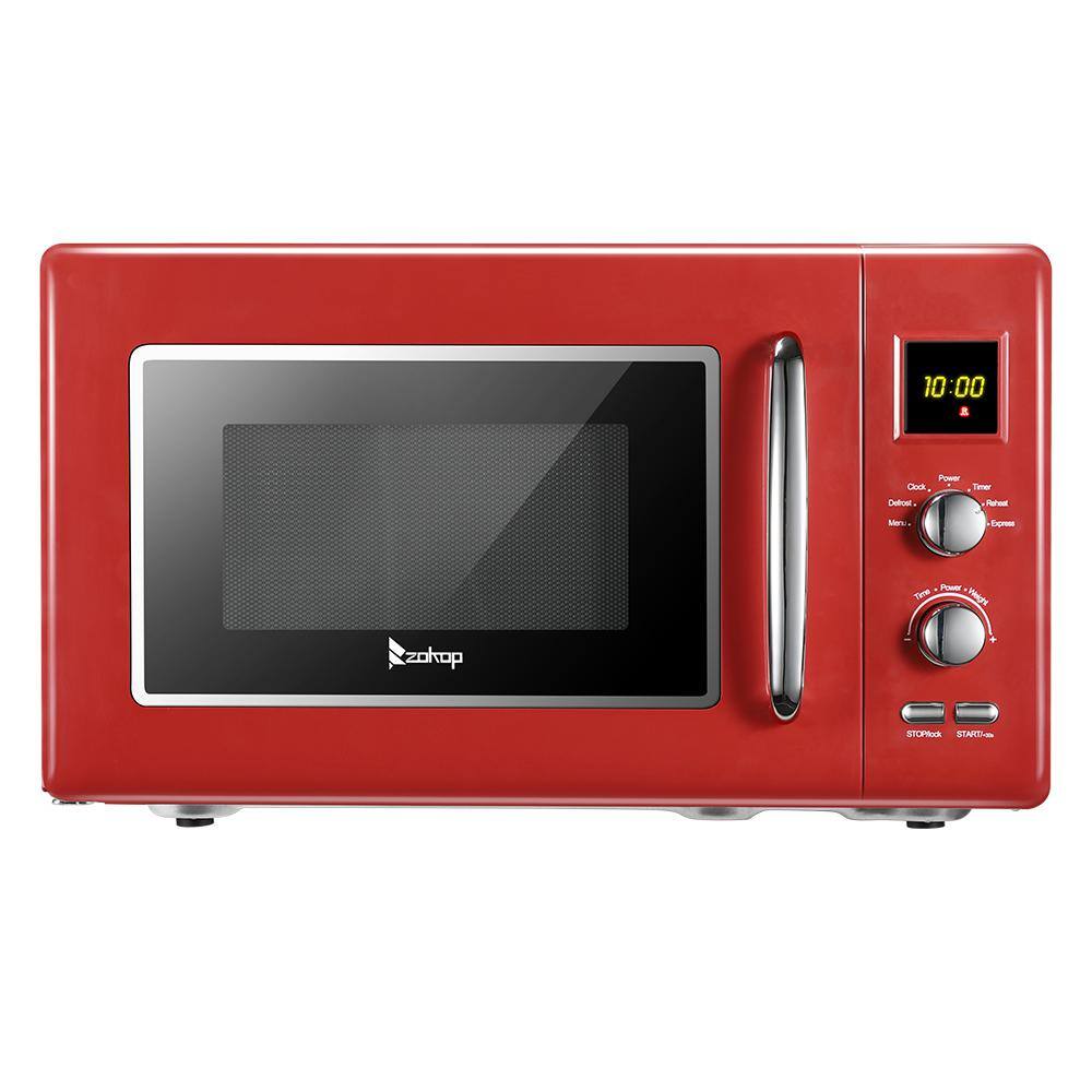 Winado 0.9 cu. ft. Retro Over the Counter Microwave with Display in Red