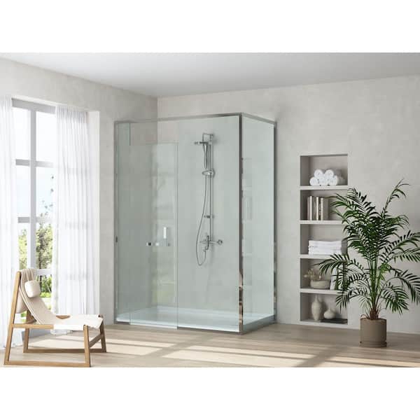 60 in. L x 34 in. W Alcove Shower Pan Base in White with Right Drain