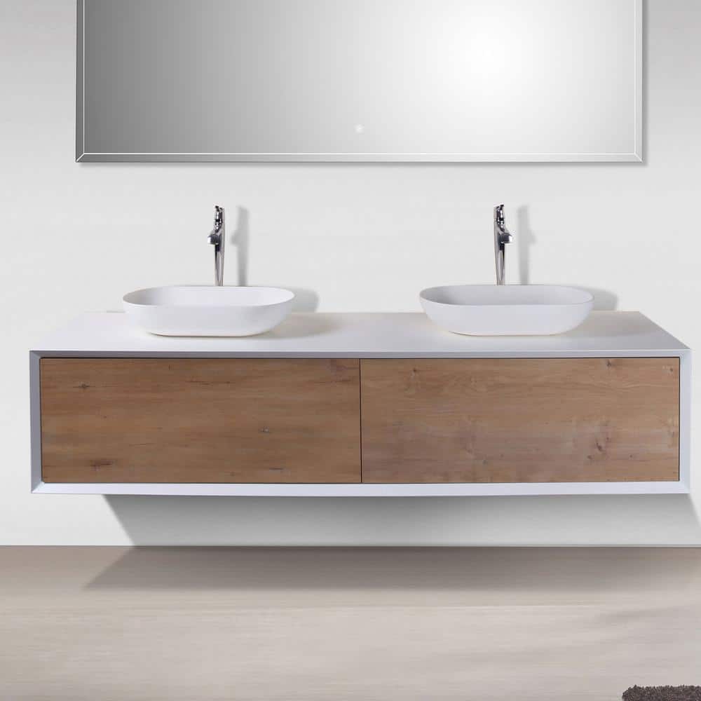 Fiona 72 in. W x 21 in. W x 15.7 in. H Double Bath Vanity in White with White Solid Surface Top price history on PriceWatchPro