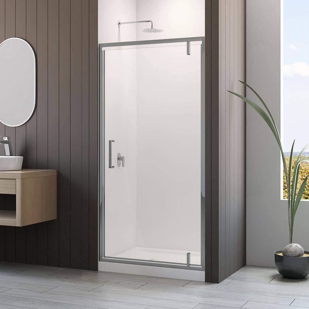 77" Chrome Framed Shower Door with Tempered Glass