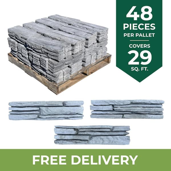 Fieldstone 17.5 in. x 5 in. x 4 in. Gray Concrete Garden Wall Block Edger (48 Pcs / 29 sq. ft. / Pallet)