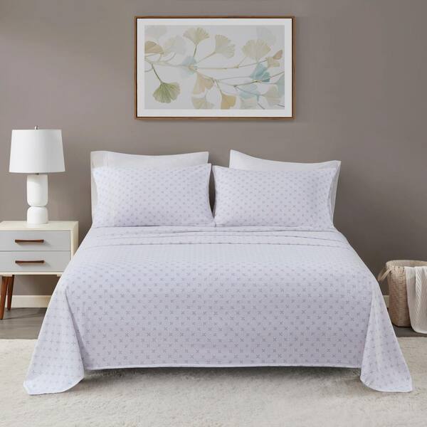 Beautyrest Oversized Cotton Flannel 4-Piece Grey Petals Full Sheet Set