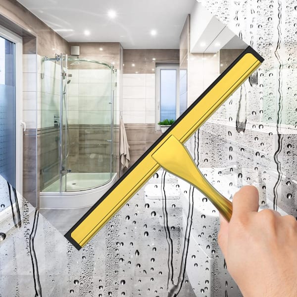 Squeegee for Shower Glass Door, 12-Inch All-Purpose Shower Squeegee for  Bathroom, Car Window and Tiles with Adhesive Holder & 1 Replacement  Squeegee