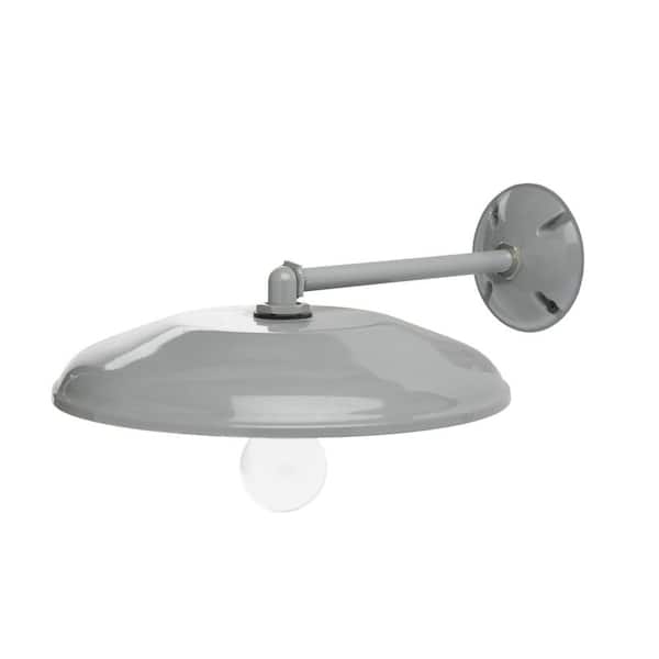 Southwire Farmers 1-Light Gray Outdoor Wall Mount Barn Light Sconce with 12 in. Reflector and Mounting Arm