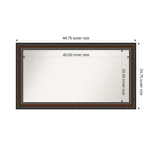 Amanti Art Cyprus Walnut 44.75 in. x 24.75 in. Custom Non-Beveled Wood Framed Bathroom Vantiy Wall Mirror