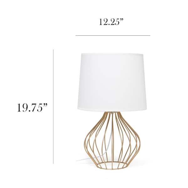 white and copper table lamp