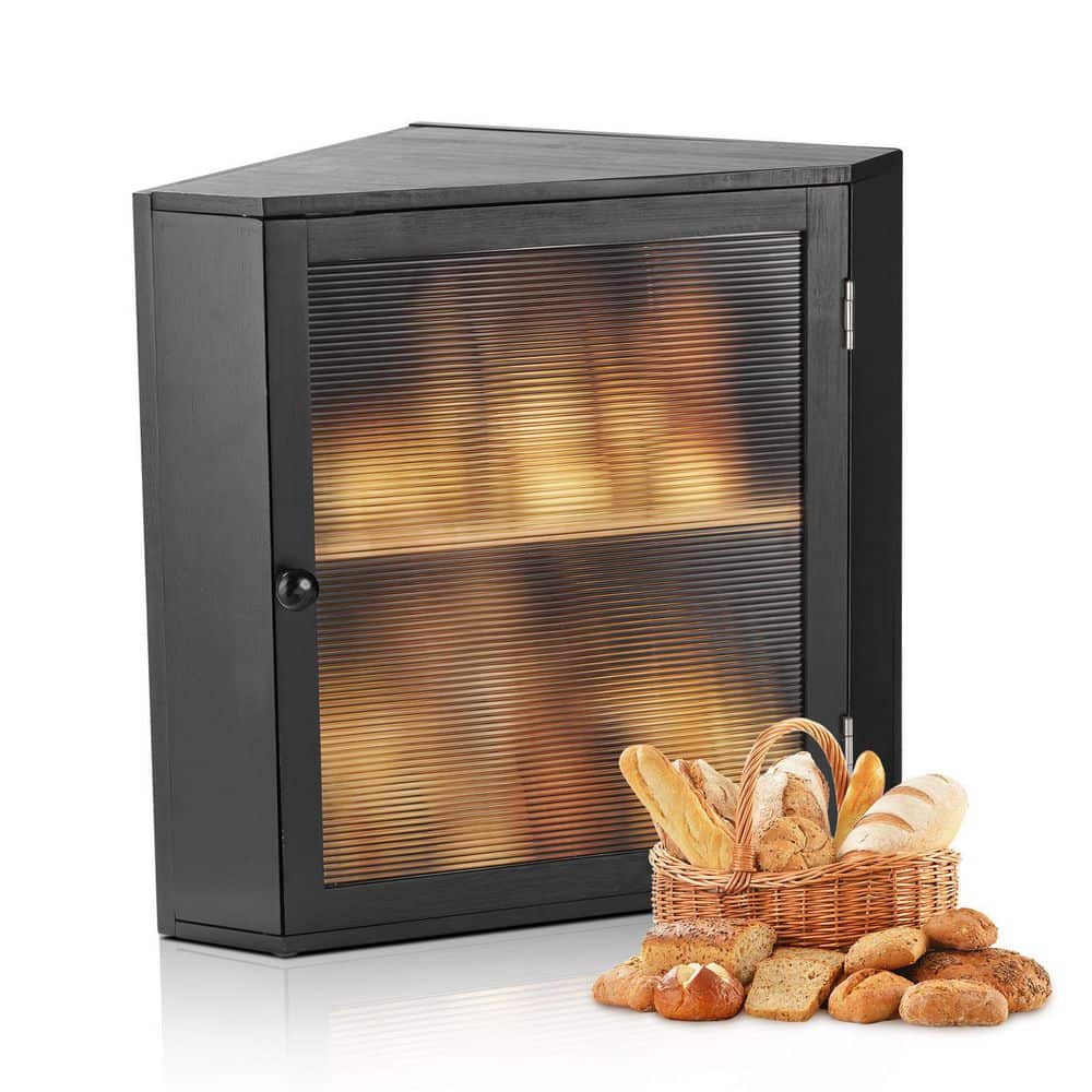 Corner Bread Box for Kitchen Counter, Double Layer Large Capacity Bamboo Bread Storage Container, Wooden Breadbox price history on PriceWatchPro