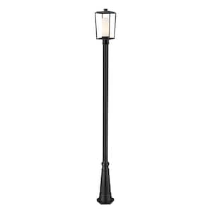 Sheridan 1-Light Black 111.5 in. Aluminum Hardwired Outdoor Weather Resistant Post Light Set with No Bulb Included